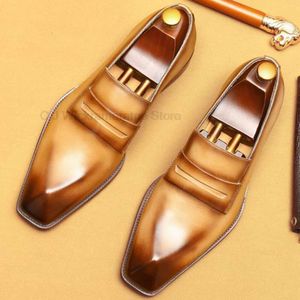 Mocassins à tête carrée en cuir véritable pour hommes, tenue élégante et décontractée pour fête de mariage, noir et marron, chaussures de haute qualité