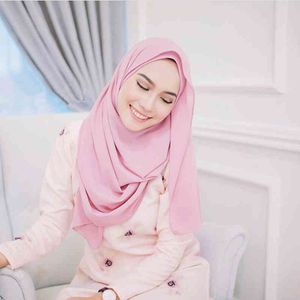 Vierkante Instant Sjaal Wholale Maleisische Hoge Kwaliteit Lange Hijabs Effen Chiffon Sjaal Hijab Muslim SCERVE Leverancier Tudung
