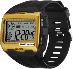 Vierkant grote scherm display Nieuw merkontwerp Elektronisch horloge Men039S Luminous waterdichte multifunctionele buitensportwitch6061695