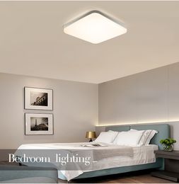 Lámpara de luces de techo Led cuadrada para iluminación de dormitorio blanco frío blanco cálido 48W 36W 24W 18W sala de estar vidrio transparente
