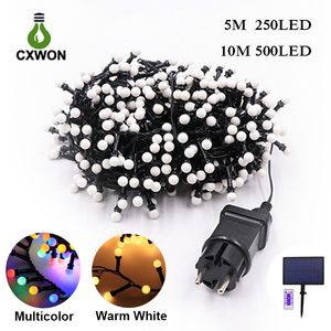 250 500 LED Guirlandes lumineuses Globe Fairy Lights 9mm Ball Strings Light avec 8 modes d'éclairage pour Chambre Maison Jardin Porche Noël