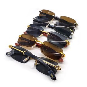 Lunettes de soleil de concepteur de lentilles carrées pour hommes femmes de luxe en bois lunettes de soleil homme mode Carti lunettes de soleil lunettes sans monture UV400 hommes femmes oeil