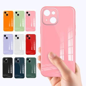 Coque de téléphone carrée en silicone liquide avec miroir arrière en verre trempé pour iPhone 13 12 11 Pro Max Mini XS XR 8 7 Plus iPhone13 Couverture en verre souple pour pare-chocs