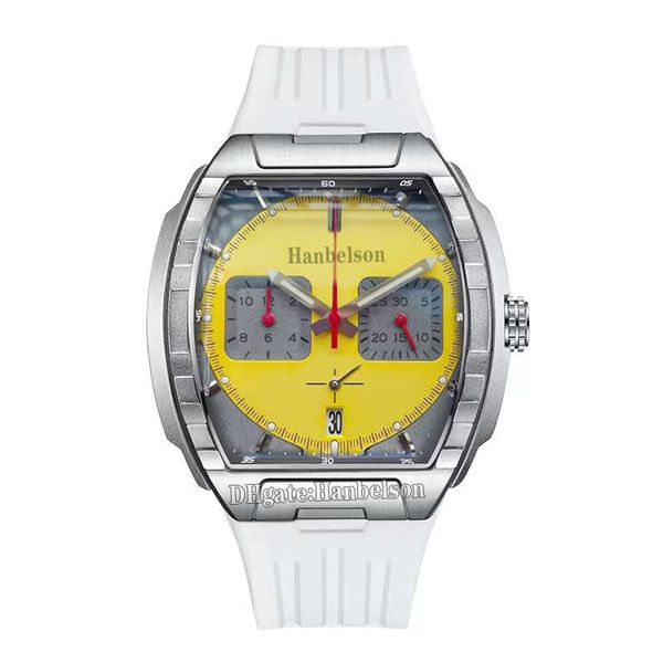 Montres carrées pour hommes, cadran jaune titane, mouvement à Quartz japonais vk, chronographe multifonction 39mm, bracelet de montre en métal, bracelet en caoutchouc de sport, cadeau de fête des pères