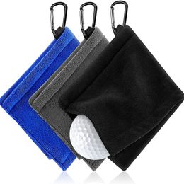 Vierkante microfiber golfbal reiniging handdoek met karabijnhaak waterabsorptie reinigingsklik voor hoofddoekje doek schoon