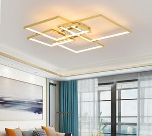 Plafond moderne à LEDs carrés lumières pour salon chambre salle d'étude plaqué or chromé 90260V plafonniers 2376700