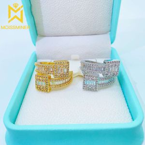 Vierkante moissanietringen voor dames sier trouwring vinger sieraden mannen echte diamanten pass tester gratis verzending