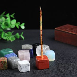 Vierkante Natuurlijke Genezing Ruwe Steen Wierook Dienblad Edelstenen Stok Base Houder Geurige Plug Amethist Clear Quartz Fengshui Charms