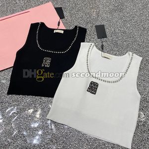 Mode kralen tanks top vrouwen kristallen nek vest ontwerper breisels vesten mouwloos sport t -shirt