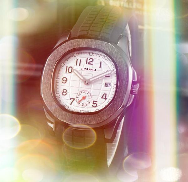 Cadran carré calendrier de mode Business Men de la mode Mouvement quartz Mouvement, horloge mâle Regarder Rubber Silicone Belt Auge Racing Auto Day Date de la journée de bracelet cool