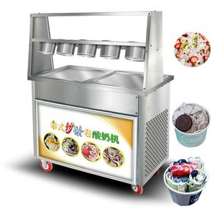 Vierkante Pan Commerciële Thaise Fried Ice Cream Machine 110V 220V 5 BOOM BRIED IJSROUW MACHINE