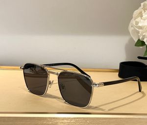 Lunettes de soleil carré en métal Silver Grey Grey Grey Mens Summer Summer Gafas de Sol Sonnenbrille UV400 Eyewear avec boîte