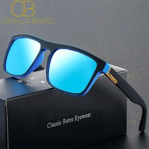 Gafas de sol polarizadas cuadradas Hombres de gran tamaño Women Vintage Mujeres retro Retro de pesca Diseñadora de la marca de lujo Gastas Sun Mirror UV400 Eyewear Cavallo Bianco CB