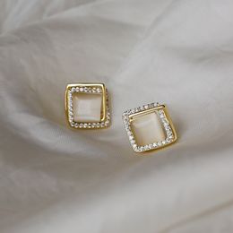 Vierkante Princess Cut Zircon Stone Drop Earring voor Vrouwen Eenvoudig Ontwerp Elegante Dame Accessoires Trouwring Sieraden