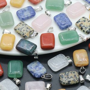 Colgante cuadrado rectangular de piedra de cristal para pendientes, collar, llavero, colgante de piedras preciosas de cristal curativo, joyería de piedras preciosas