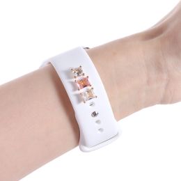 Square Rhingestone décoratif Charmes pour Apple Watch Band Silicone Bracelet Metal Decorative for iWatch Sport Strap Accessoires