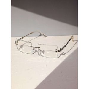 Vierkante randloze anti-blauw lichte bril