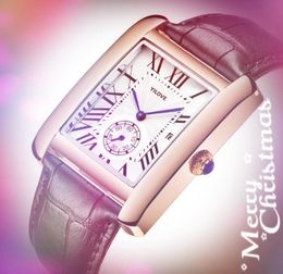 Square Roman Lovers Femmes Hommes Montres Or Rose Argent Série Réservoir Horloge En Cuir Véritable Quartz tout le crime belle atmosphère montres-bracelets Reloj Hombre