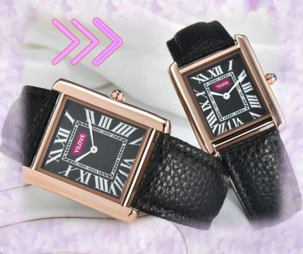 Montre à quartz avec cadran à chiffres romains carrés, amoureux de la mode, hommes et femmes, série tank, cadeaux de saint-valentin, luxe, cuir, horloge d'affaires, livraison directe