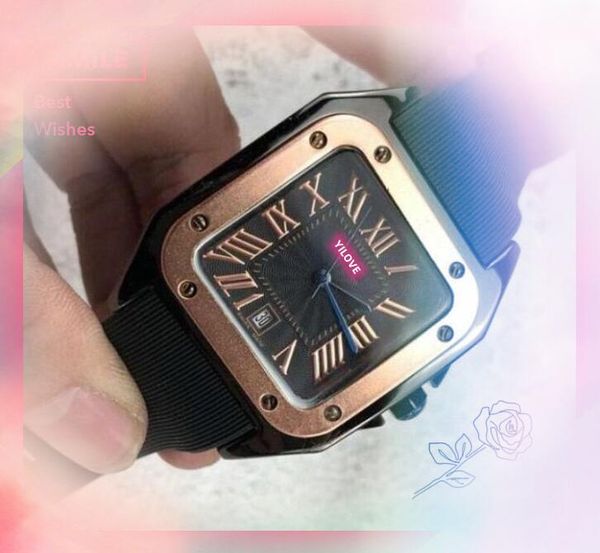 Square Roman Tank Dial Men Watch Luxury Président Lady Sports Sports Corloge de Sports Two Trois Tins Japon Quartz Mouvement Couber CEINTROSS