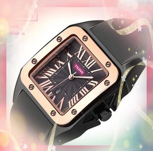 Square Roman Tank Diad Men Watch Luxury Set Tuger RELOJES de haute qualité Corloge de trois broches Japon Mouvement Mouvement en caoutchouc Silicone Bracelet Chaîne de montres