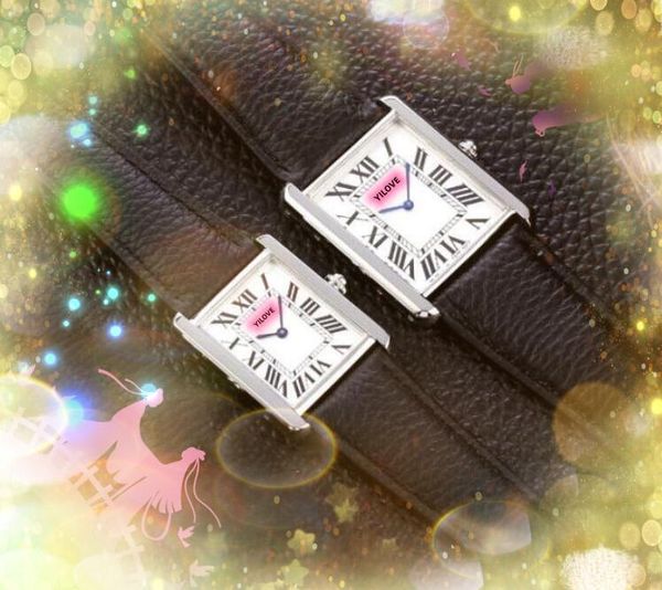 Carré Romain Réservoir Quartz Unisexe Montre Femmes Hommes Abeille Deux Broches Designer Horloge En Cuir Véritable Papillon Or Rose Argent Cas De Luxe Cadeaux Populaires Montre-Bracelet