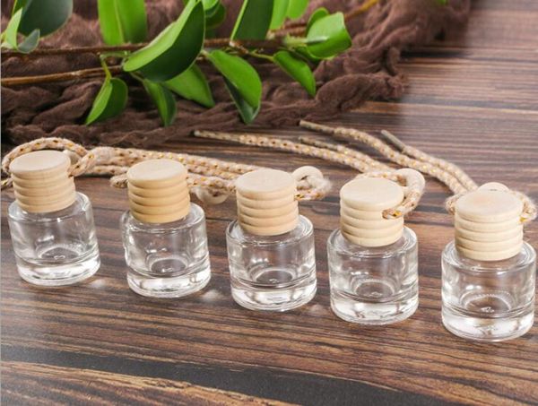 Bouteille de parfum de voiture ronde carrée pendentif de voiture ornement de parfum désodorisant pour diffuseur d'huiles essentielles parfum bouteille en verre vide2024386