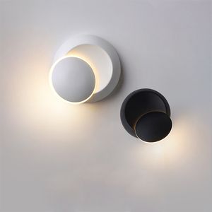 Vierkante ronde led wandlamp 360 graden verstelbare rotatie nachtlamp zwart wit moderne creatieve corridor lamp badkamer spiegel koplamp