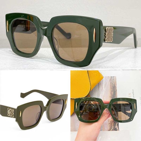 Lunettes de soleil à écran carré en acétate LW40128I Brand de mode Des lunettes de soleil de créateurs de femmes avec un cadre vert et un logo or sur les armes UV400 Winter Lady Sunglasses