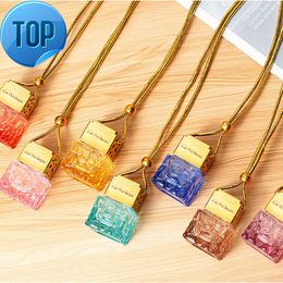 Bouteilles de parfum de voiture en verre de forme carrée pendentif 8 ml parfum vide suspendu diffuseur de voiture bouteille en verre bouteille de parfum de voiture en gros