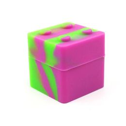 Conteneur d'accessoires carrés, pots de 9ml, vaporisateur de cire, caoutchouc d'huile, grande boîte d'herbes sèches en silicone de qualité alimentaire