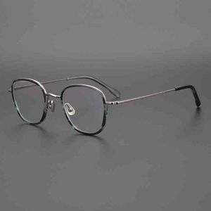 Monture de lunettes carrée couleur hawksbill, plaque ultra légère, peut être équipée d'un manuel de myopie, lunettes à la mode pour hommes et femmes
