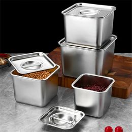 Boîte d'assaisonnement carrée en acier inoxydable, pot de stockage de condiments pour épices, poivre, cuisine, réservoir de saindoux, organisateur de sauce, ustensiles de cuisine 240226