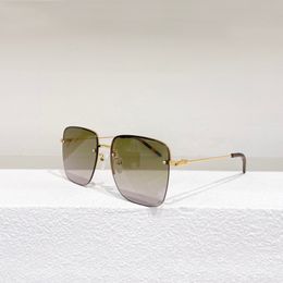 Vierkante Zonnebril 312 Goud Metaal Groen Gradiënt Vrouwen Half Frame Zonneschermen Sonnenbrille UV400 Bescherming Brillen