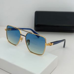 Lunettes de soleil carrées Gold Metal / Blue Gradient Men Summer Shades Sunnies Lunettes de Soleil UV400 Eyewear