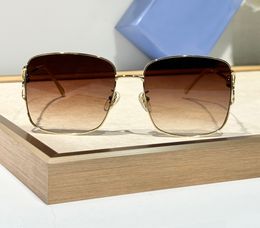 Vierkante zonnebrillen goud metaal bruin gradiënt zonnebril voor vrouwen Desinger Men Summer Shades Sunnies Lunettes de Soleil UV400 brillen