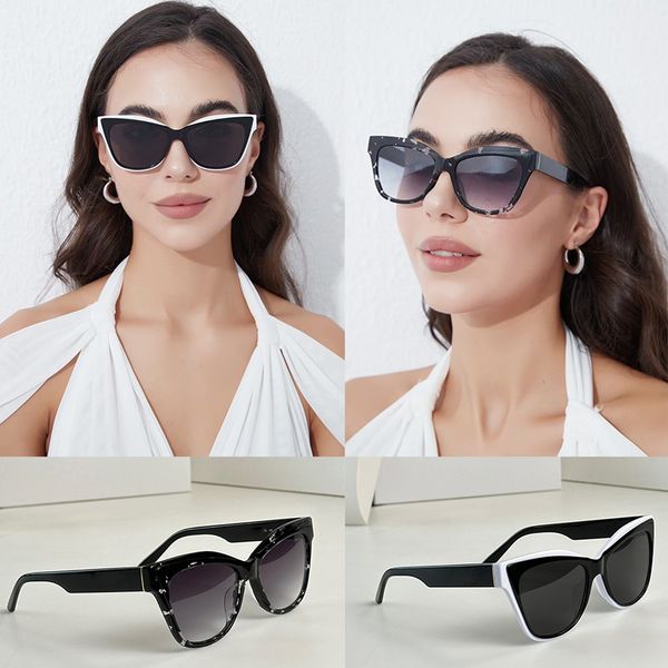 Lunettes de soleil carrées Lentilles en nylon HD UV400 Catwalk de plage de mode de rue anti-rayonnement adapté à tous les vêtements de lunettes de soleil de créateur de style assorti avec boîte SPR 23X-F