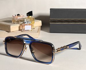 Vierkante zonnebril LXN-EVO Havana blauw/bruin gearceerd heren designer zonnebril Shades UV400 brillen met doos