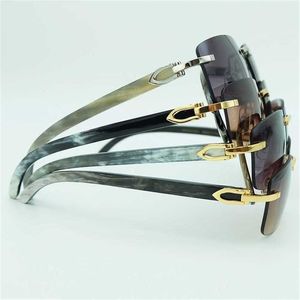 Vierkante zonnebrillen Men Moted echte Buffalo Horn Mens Luxury Brand Designer Sunglass Vintage Festival Carter Buffs Glazen