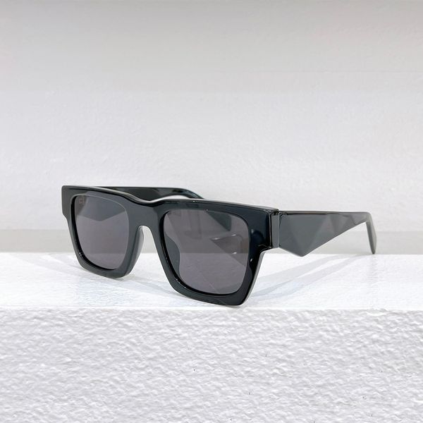 Lunettes de soleil carrées brillant noir/gris foncé lentille hommes été lunettes de soleil lunettes de soleil Sonnenbrille UV400 lunettes avec boîte