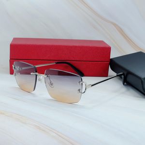 Quadratische Sonnenbrille Damen Carter Luxus Sonnenbrille Randlos Draht C Hip Hop Vintage Shades Brillen für Männer und Frauen Sonnenbrille Silberrahmen