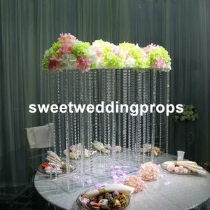 Vierkante hoge trompet groothandel tafel acryl vazen ​​voor bruiloft centerpieces decoratie