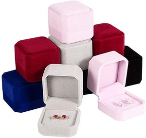 Anneau carré boîte de vente au détail bijoux de mariage porte-boucle d'oreille étuis de rangement portables boîtes d'emballage de cadeaux pour bijoux