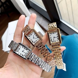 Vierkante horloges van hoge kwaliteit designer horloge voor mannen tank orologio formeel feest luxe montre homme blauwe naald mode horloge verguld goud zilver dh016