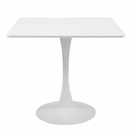 Mesa lateral de tulipán blanco cuadrado, mesa de comedor de mediados de siglo, mesa de comedor de pedestal, mesa de café de la mesa al final