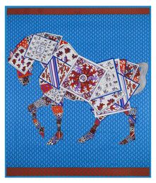 Vierkante Dames Sjaals Met Paardenprint Zijden Damessjaal Foulard Femme Echarpe En Soie Blauwe Grote Twill Sjaal4951438