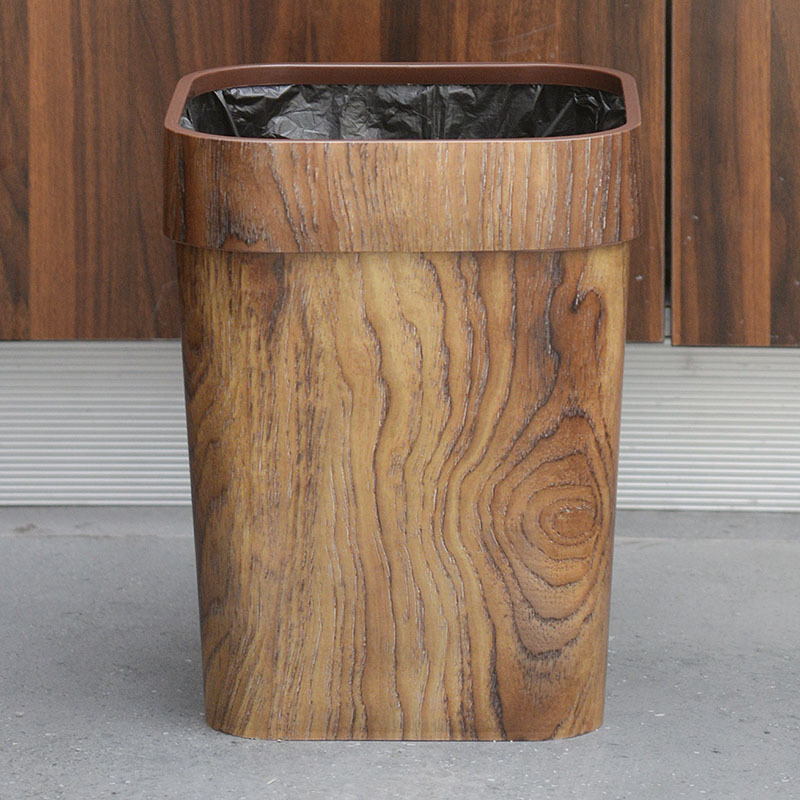Poubelle à grains en bois carré peut ménager en plastique à la poubelle de toilette de bureau découverte de la poubelle de cuisine