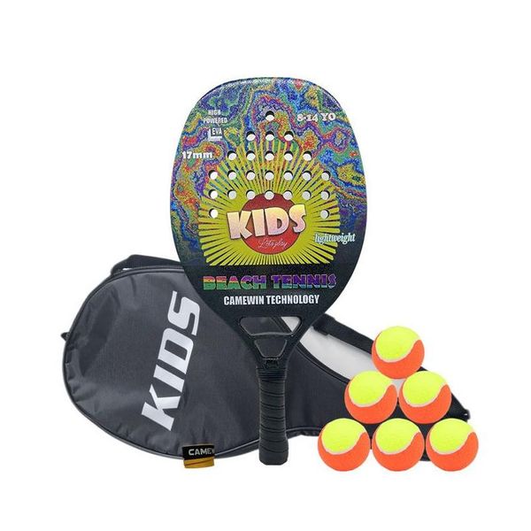 Raquettes de squash 6-14 ans raquette de tennis de plage pour enfants débutant fibre de carbone 270G légère adaptée aux enfants avec Er Presente Black Friday Dro Dhyit