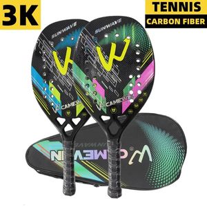 Raquettes de squash Raquette de tennis de plage 3K Camewin Pleine fibre de carbone Surface rugueuse Balle de sport de plein air pour hommes femmes adulte joueur senior 231020