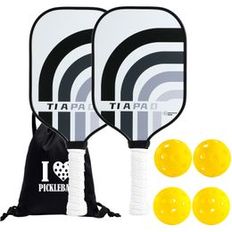 Squashrackets TIAPAD Pickleball-peddels van koolstofvezel, set van 2 met verlengde grip, geschikt voor beide handen, 16 mm dik racket voor heren en dames 230904